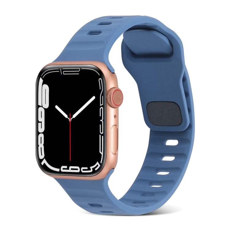 For Apple Watch Ultra 49mm Square Buckle Stripes Silicone Watch Band(Light Blue) by bashfashion