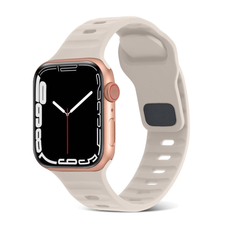 For Apple Watch Ultra 49mm Square Buckle Stripes Silicone Watch Band(Starlight) by bashfashion