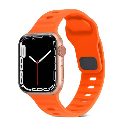 For Apple Watch Ultra 2 49mm Square Buckle Stripes Silicone Watch Band(Orange) by bashfashion
