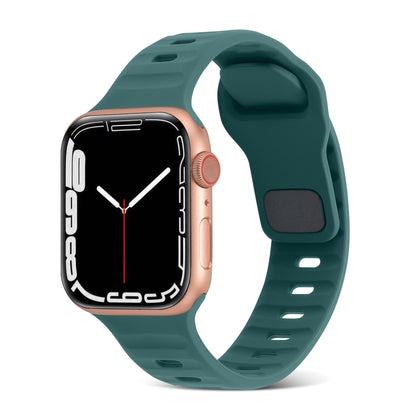 For Apple Watch Ultra 2 49mm Square Buckle Stripes Silicone Watch Band(Pine Green) by bashfashion