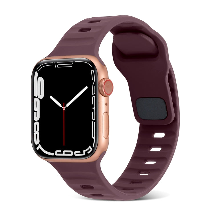 For Apple Watch Ultra 2 49mm Square Buckle Stripes Silicone Watch Band(Wine Red) by bashfashion