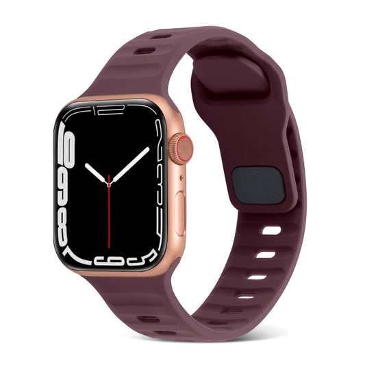 For Apple Watch Ultra 2 49mm Square Buckle Stripes Silicone Watch Band(Wine Red) by bashfashion