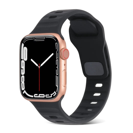 For Apple Watch Ultra 2 49mm Square Buckle Stripes Silicone Watch Band(Black) by bashfashion
