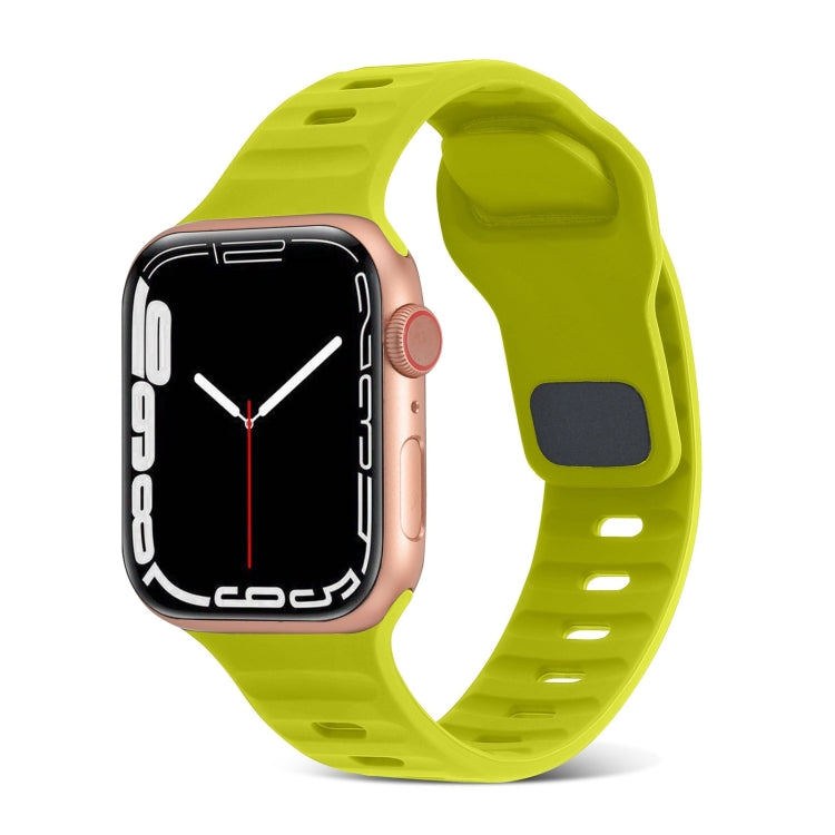 For Apple Watch Ultra 2 49mm Square Buckle Stripes Silicone Watch Band(Fluorescent Green) by bashfashion