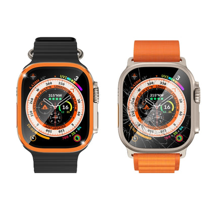 For Apple Watch Ultra 49mm Aluminum Alloy Frame Integrated Tempered Film(Orange) by bashfashion