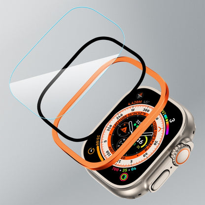 For Apple Watch Ultra 49mm Aluminum Alloy Frame Integrated Tempered Film(Orange) by bashfashion