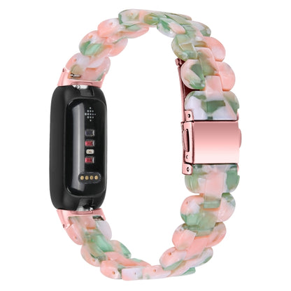 For Fitbit Inspire 3 Oval Resin Replacement Watch Band(Pink Green Flower) by bashfashion