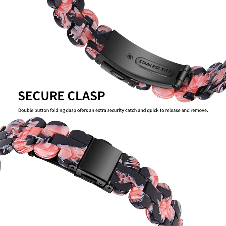 For Fitbit Inspire 3 Oval Resin Replacement Watch Band(Black Pink Flower) by bashfashion