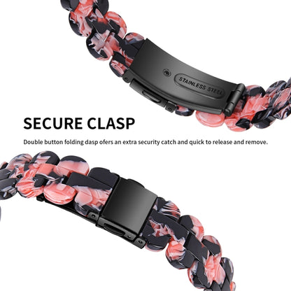 For Fitbit Inspire 3 Oval Resin Replacement Watch Band(Black Pink Flower) by bashfashion