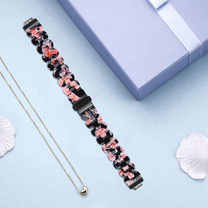For Fitbit Inspire 3 Oval Resin Replacement Watch Band(Black Pink Flower) by bashfashion