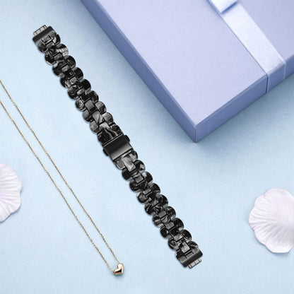 For Fitbit Inspire 3 Oval Resin Replacement Watch Band(Black Flower) by bashfashion