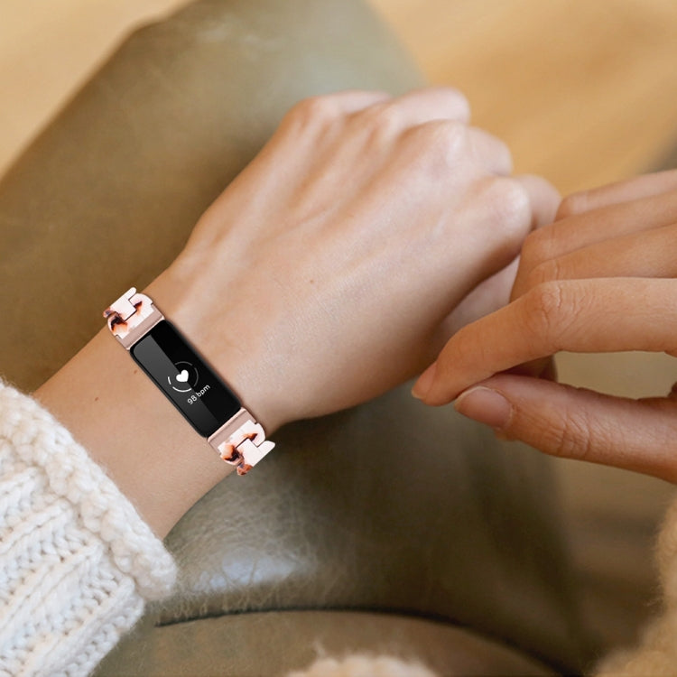 For Fitbit Inspire 3 Oval Resin Replacement Watch Band(Purple Green Flower) by bashfashion