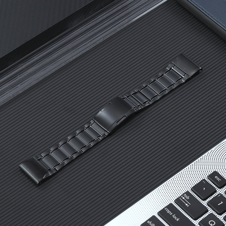 For Garmin Tactix 7 Pro/Fenix 7X/6X Pro 26mm Quick Release Five Bead Titanium Steel Watch Band(Black) by bashfashion