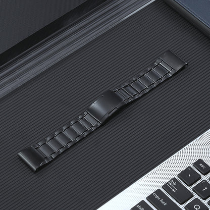For Garmin Tactix 7 Pro/Fenix 7X/6X Pro 26mm Quick Release Five Bead Titanium Steel Watch Band(Black) by bashfashion