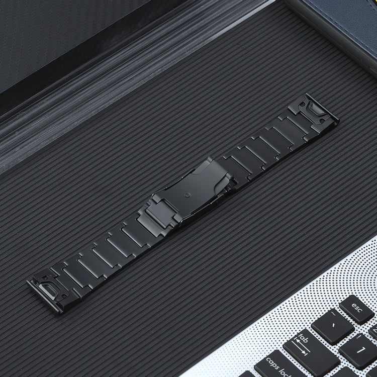 For Garmin Tactix 7 Pro/Fenix 7X/6X Pro 26mm Quick Release Five Bead Titanium Steel Watch Band(Black) by bashfashion