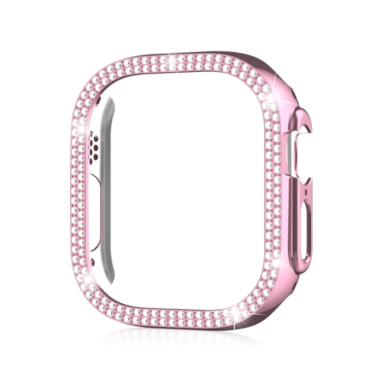 For Apple Watch Ultra 2 / Ultra 49mm Double Row Diamond Hollow PC Watch Case(Pink) by bashfashion