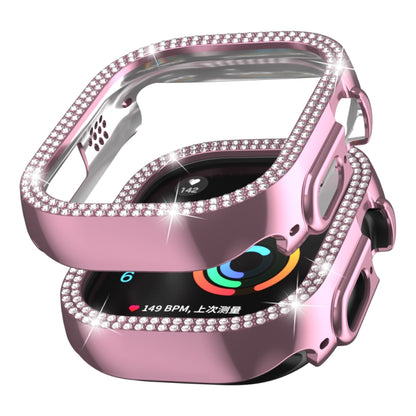 For Apple Watch Ultra 2 / Ultra 49mm Double Row Diamond Hollow PC Watch Case(Pink) by bashfashion