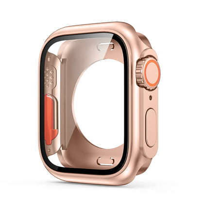 For Apple Watch Series 9 / 8 / 7 45mm Change to Ultra 49mm All-Inclusive Film Hybrid PC Watch Case(Rose Gold) by bashfashion