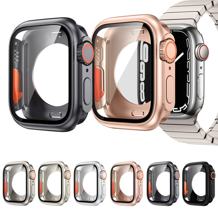 For Apple Watch Series 9 / 8 / 7 45mm Change to Ultra 49mm All-Inclusive Film Hybrid PC Watch Case(Rose Gold) by bashfashion