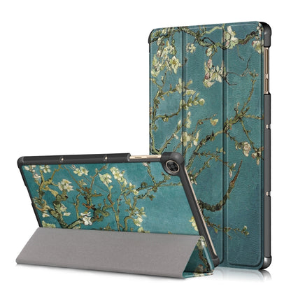 For Honor Pad 7 10.1inch/X8/X8 Lite Custer Painted Painted 3-folding Holder Tablet PC Leather Case(Apricot Blossom) by bashfashion