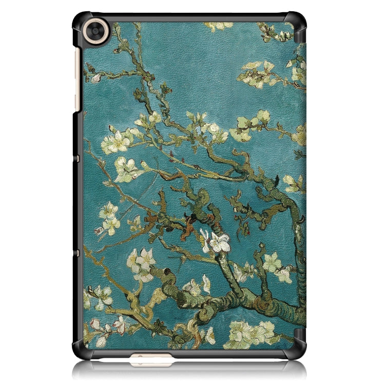 For Honor Pad 7 10.1inch/X8/X8 Lite Custer Painted Painted 3-folding Holder Tablet PC Leather Case(Apricot Blossom) by bashfashion
