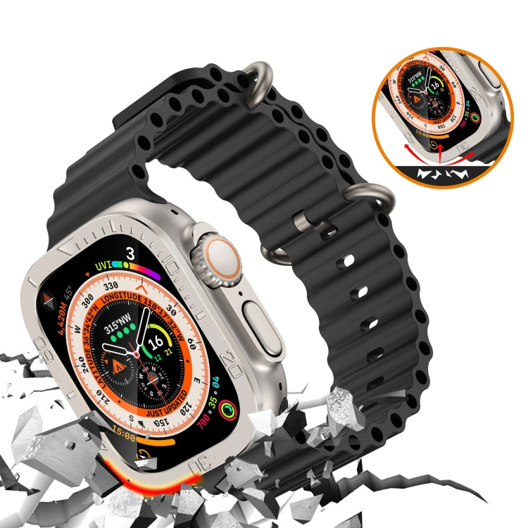 For Apple Watch Ultra 1 / 2 / 3 49mm Number Ring Metal Frame Integrated Tempered Film(Original Color) by bashfashion