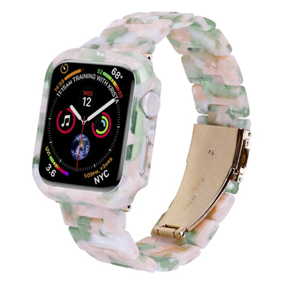 For Apple Watch Series 9 / 8 / 7 41mm Printed Resin PC Watch Band Case Kit(Pink Flower) by bashfashion