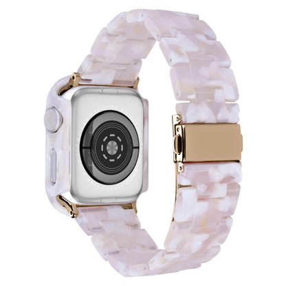 For Apple Watch Series 9 / 8 / 7 41mm Printed Resin PC Watch Band Case Kit(Pink Flower) by bashfashion
