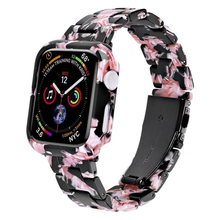 For Apple Watch Series 9 / 8 / 7 41mm Printed Resin PC Watch Band Case Kit(Pink Green) by bashfashion