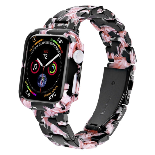 For Apple Watch Series 9 / 8 / 7 41mm Printed Resin PC Watch Band Case Kit(Pink Green) by bashfashion