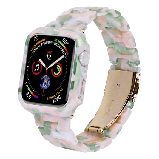 For Apple Watch Series 9 / 8 / 7 45mm Printed Resin PC Watch Band Case Kit(Pink Flower) by bashfashion