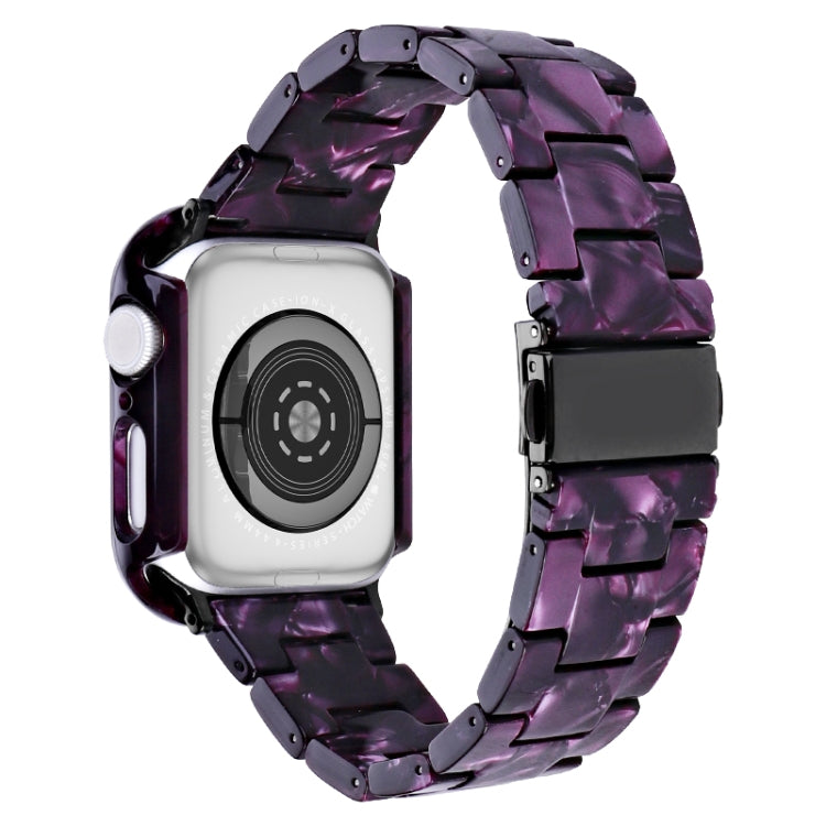 For Apple Watch Series 9 / 8 / 7 45mm Printed Resin PC Watch Band Case Kit(Purple) by bashfashion