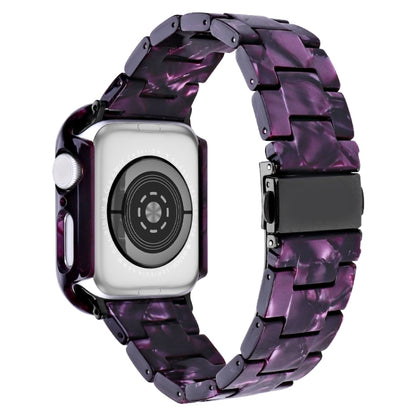 For Apple Watch Series 9 / 8 / 7 45mm Printed Resin PC Watch Band Case Kit(Purple) by bashfashion