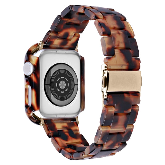 For Apple Watch Series 6/5/4/SE 40mm Printed Resin PC Watch Band Case Kit(Tortoiseshell) by bashfashion