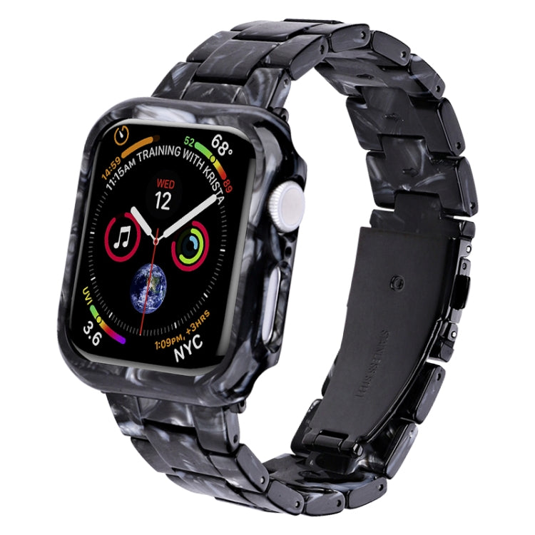 For Apple Watch Series 6/5/4/SE 40mm Printed Resin PC Watch Band Case Kit(Black Pink) by bashfashion