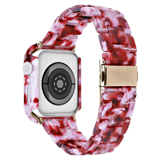 For Apple Watch Series 6/5/4/SE 44mm Printed Resin PC Watch Band Case Kit(Peach Pink) by bashfashion
