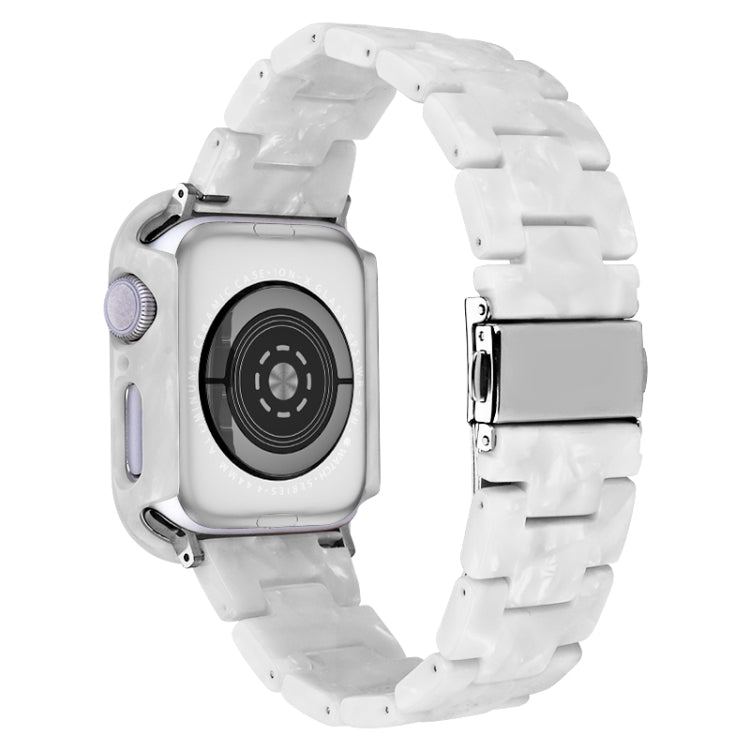 For Apple Watch Series 6/5/4/SE 44mm Printed Resin PC Watch Band Case Kit(Pearl White) by bashfashion