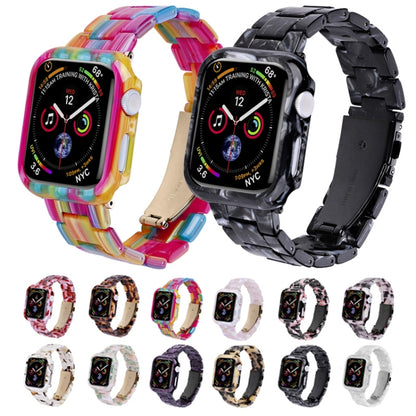 For Apple Watch Series 9 / 8 / 7 41mm Printed Resin PC Watch Band Case Kit(Pink Flower) by bashfashion