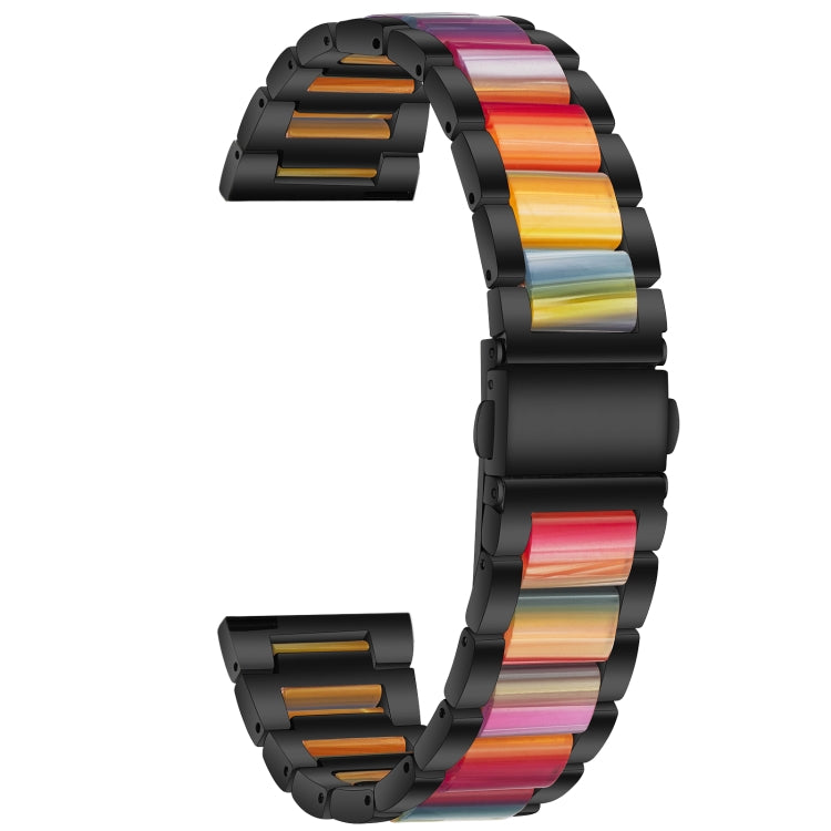 For Samsung Galaxy Watch 6 / 6 Classic Three Bead Resin Metal Watch Band(Black Rainbow) by bashfashion