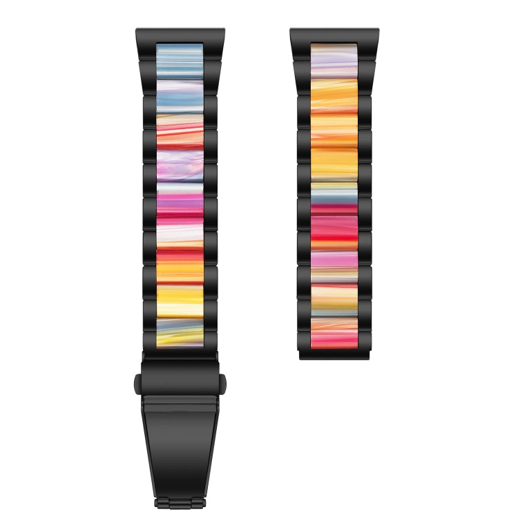 For Samsung Galaxy Watch 6 / 6 Classic Three Bead Resin Metal Watch Band(Black Rainbow) by bashfashion