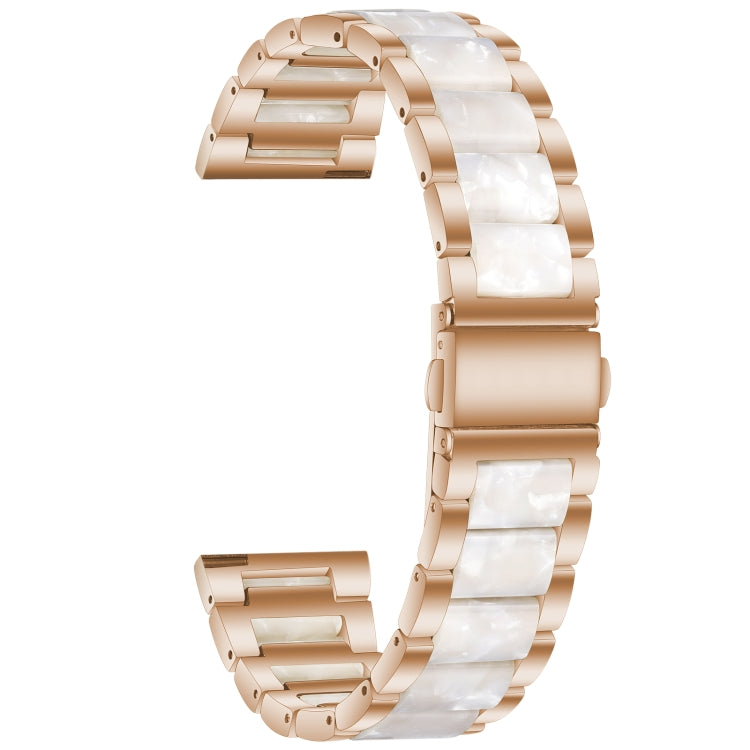 For Samsung Galaxy Watch 6 / 6 Classic Three Bead Resin Metal Watch Band(Rose Gold White) by bashfashion