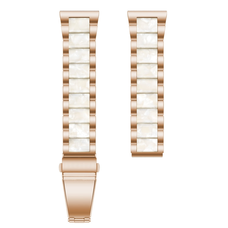 For Samsung Galaxy Watch 6 / 6 Classic Three Bead Resin Metal Watch Band(Rose Gold White) by bashfashion