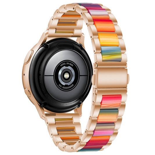 For Samsung Galaxy Watch 6 / 6 Classic Three Bead Resin Metal Watch Band(Rose Gold Rainbow) by bashfashion