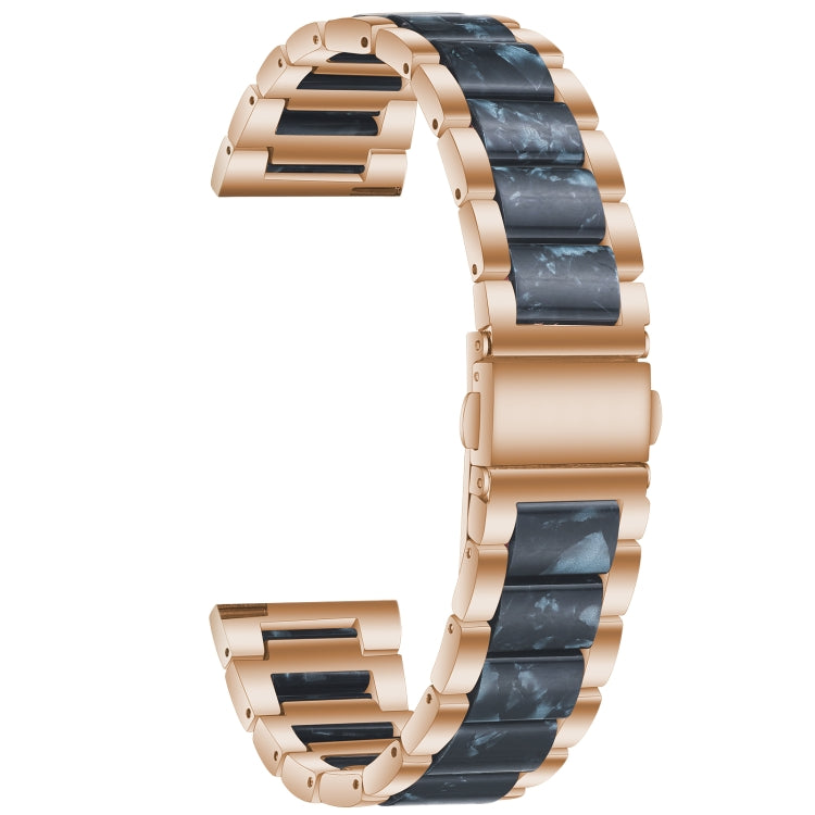 For Samsung Galaxy Watch 6 / 6 Classic Three Bead Resin Metal Watch Band(Rose Gold Blue) by bashfashion