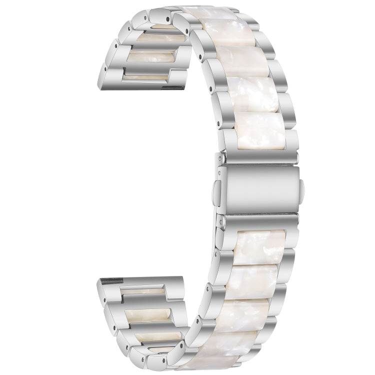 For Samsung Galaxy Watch 6 / 6 Classic Three Bead Resin Metal Watch Band(Silver White) by bashfashion