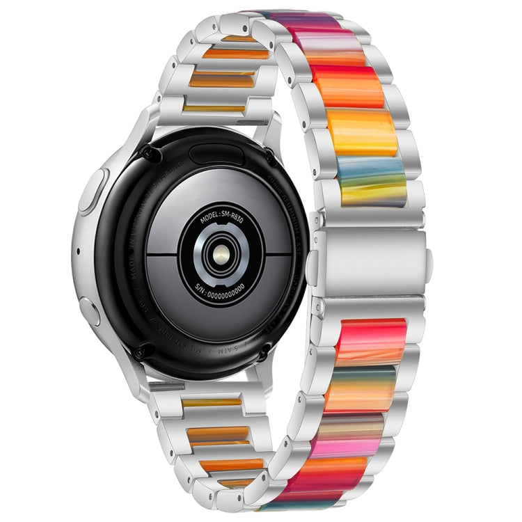 For Samsung Galaxy Watch 6 / 6 Classic Three Bead Resin Metal Watch Band(Silver Rainbow) by bashfashion