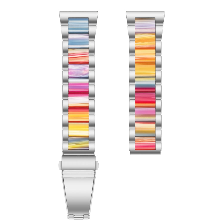 For Samsung Galaxy Watch 6 / 6 Classic Three Bead Resin Metal Watch Band(Silver Rainbow) by bashfashion