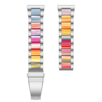 For Samsung Galaxy Watch 6 / 6 Classic Three Bead Resin Metal Watch Band(Silver Rainbow) by bashfashion