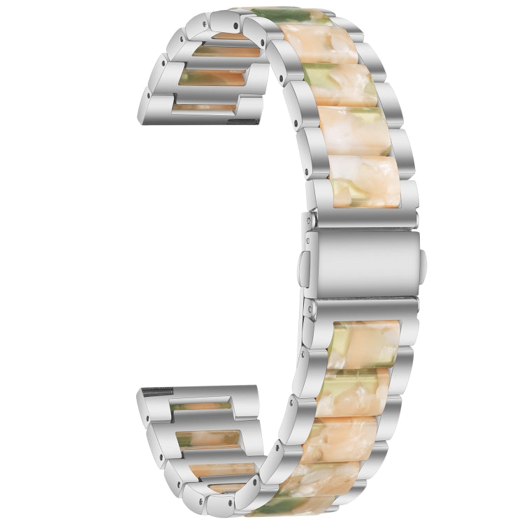 For Samsung Galaxy Watch 6 / 6 Classic Three Bead Resin Metal Watch Band(Silver Green) by bashfashion