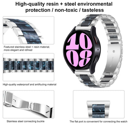 For Samsung Galaxy Watch 6 / 6 Classic Three Bead Resin Metal Watch Band(Black Brown) by bashfashion